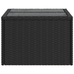 Walplus Garden Table With Glass Top Black 55X55X37 Cm Poly Rattan - thumbnail 5