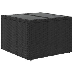 Walplus Garden Table With Glass Top Black 55X55X37 Cm Poly Rattan - thumbnail 6