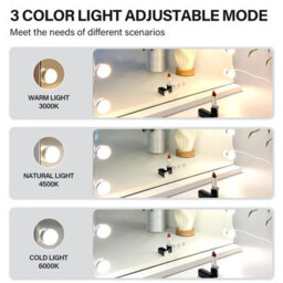 Hollywood Vanity Mirror With 13 Led Bulbs 3 Color Light Stepless Dimming& & 10X Magnifier Makeup Mirror - thumbnail 2