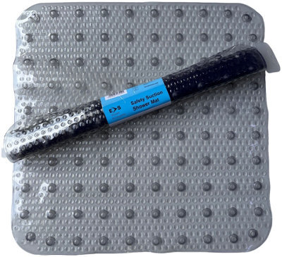 Euroshowers Euroshower Grey Clear Square Safety Suction Shower Mat - 530 X 530mm