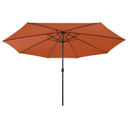 Berkfield Sturdy Outdoor Parasol With Led Lights And Metal Pole 400 Cm Terracotta - thumbnail 3