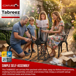 Centurion Supports Tabreez Garden And Patio Table And 2 Large Chairs With Armrests Cast Aluminium Bistro Set - thumbnail 8