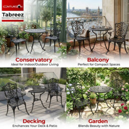 Centurion Supports Tabreez Garden And Patio Table And 2 Large Chairs With Armrests Cast Aluminium Bistro Set - thumbnail 3