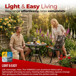 Centurion Supports Tabreez Garden And Patio Table And 2 Large Chairs With Armrests Cast Aluminium Bistro Set - thumbnail 7