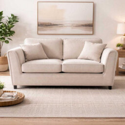 Furnishings For Less UK Ascot Large 3 Seater Sofa Chenille Fabric Beige Couch - thumbnail 1