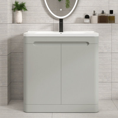 Royal Bathrooms Venice 800mm Dove Grey Floor Standing Vanity Unit 2 Door With Ceramic Basin - image 1