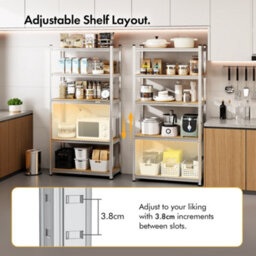 Vonhaus Garage Shelving Units - Pack Of Five 1.8M Heavy Duty Shelving Units - 5-Tier Units For Storage, 175Kg Capacity Per Shelf - thumbnail 5