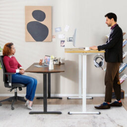 Costway 110 X 60Cm Electric Height Adjustable Standing Desk Sit To Stand Computer Workstation Table - thumbnail 4