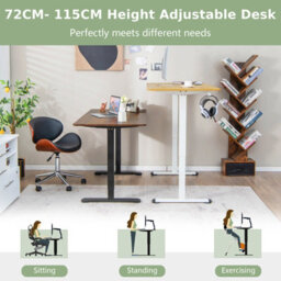 Costway 110 X 60Cm Electric Height Adjustable Standing Desk Sit To Stand Computer Workstation Table - thumbnail 6