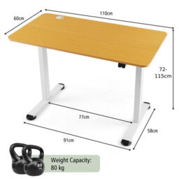 Costway 110 X 60Cm Electric Height Adjustable Standing Desk Sit To Stand Computer Workstation Table - thumbnail 2