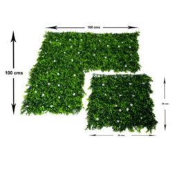 Greenbrokers Artificial Green Plant Wall Hedge With Green Leaf Foliage & White Flowers-Uv Stable (Pack Of 4) (1M X 1M) - thumbnail 3