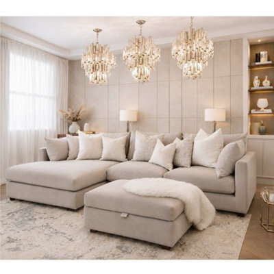 Home & Love Luxury Ana Left Chaise Sofa Corner Sofa - Naples Cream