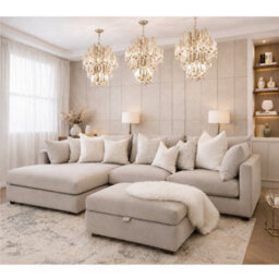 Home & Love Luxury Ana Left Chaise Sofa Corner Sofa - Naples Cream