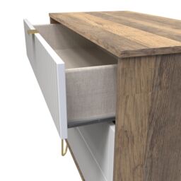 Linear Ready Assembled Matt White Dark Oak Effect 3 Drawer Wide Chest (H)695mm (W)765mm (D)415mm - thumbnail 6