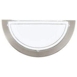 Eglo Planet 1 Satin Nickel And White Metal And Glass Semi Sphere Flush Wall Light, (D) 8.5Cm - thumbnail 3