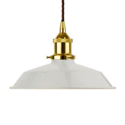 Pale Grey Small Trinity Metal Painted Dome Pendant Light With Gold Lamp Holder And Brown Twisted Cable - Se Home - thumbnail 1