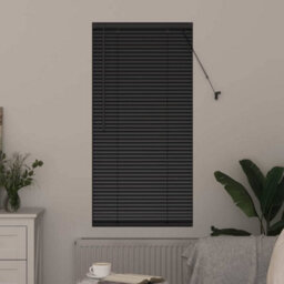 Berkfield Window Blind With Curtains Manual Black Aluminium - thumbnail 3