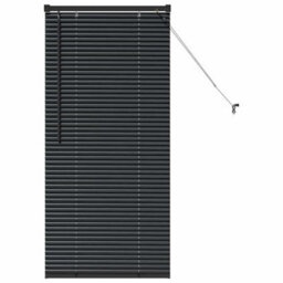 Berkfield Window Blind With Curtains Manual Black Aluminium - thumbnail 2