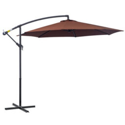 Outsunny 3(M) Garden Banana Parasol Cantilever Umbrella W/ Crank, Coffee - thumbnail 2