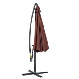 Outsunny 3(M) Garden Banana Parasol Cantilever Umbrella W/ Crank, Coffee - thumbnail 8