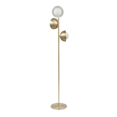 Pacific Lifestyle Brass Metal And White Orb Dome Floor Lamp - image 1