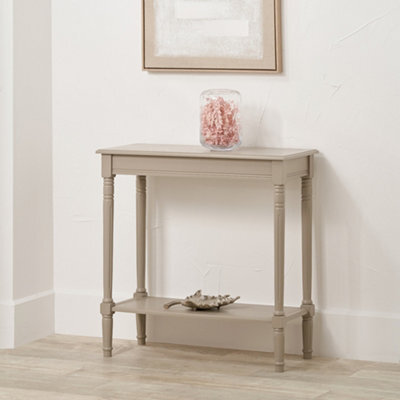 Pacific Lifestyle Taupe Wood Half Moon Console Table With Bottom Storage Shelf - image 1