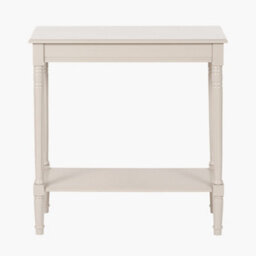 Pacific Lifestyle Taupe Wood Half Moon Console Table With Bottom Storage Shelf - thumbnail 2