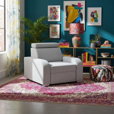 Oslo M 1 Upholstered Armchair Adjustable Headrest Mdf And Chipboard Frame For Living Room 105X100X85 Light Grey - image 1