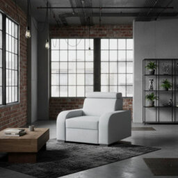 Oslo M 1 Upholstered Armchair Adjustable Headrest Mdf And Chipboard Frame For Living Room 105X100X85 Light Grey - thumbnail 2