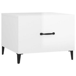 Berkfield Industrial Coffee Table With Metal Legs High Gloss White 50X50X40 Cm - thumbnail 1