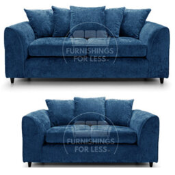 Furnishings For Less UK Monaco Chenille Fabric Sofa Set 3 And 2 Seater Sofa   Blue - thumbnail 1
