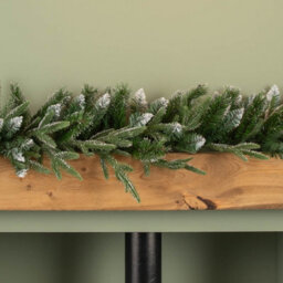 Samuel Alexander 1.8M Premier Christmas Artificial Fairmont Fir Snow Tipped Plain Green Garland - thumbnail 3