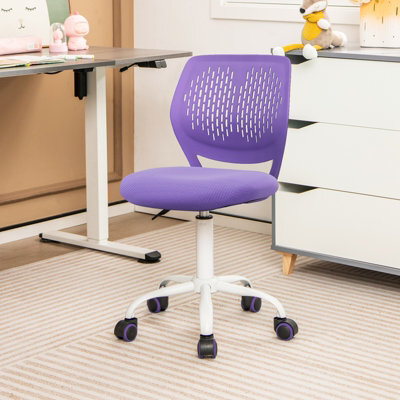 Costway Kids School Desk Chair Ergonomic Study Chair Rolling Swivel Task Chair W/ Adjustable Height Purple - image 1