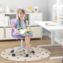 Costway Kids School Desk Chair Ergonomic Study Chair Rolling Swivel Task Chair W/ Adjustable Height Purple - thumbnail 4
