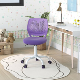 Costway Kids School Desk Chair Ergonomic Study Chair Rolling Swivel Task Chair W/ Adjustable Height Purple - thumbnail 5