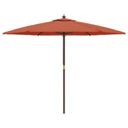 Berkfield Garden Parasol With Wooden Pole Terracotta 299X240 Cm - thumbnail 4