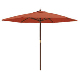 Berkfield Garden Parasol With Wooden Pole Terracotta 299X240 Cm - thumbnail 2