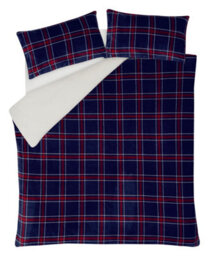 Smart Living Luxury Check Printed Flannel Fleece Duvet Cover With Pillowcases - thumbnail 4