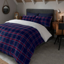 Smart Living Luxury Check Printed Flannel Fleece Duvet Cover With Pillowcases - thumbnail 2