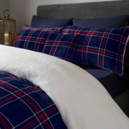 Smart Living Luxury Check Printed Flannel Fleece Duvet Cover With Pillowcases - thumbnail 3