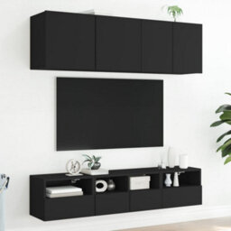 Berkfield Tv Wall Cabinets 2 Pcs Black 40X30X30 Cm Engineered Wood - thumbnail 4