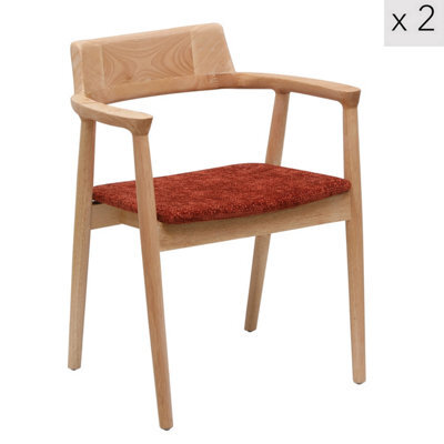 Nordlys Set Of 2 Wood And Terracotta Dining Chairs Exotic Boho Dining Room - image 1