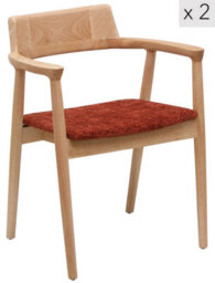 Nordlys Set Of 2 Wood And Terracotta Dining Chairs Exotic Boho Dining Room - thumbnail 2