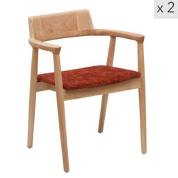 Nordlys Set Of 2 Wood And Terracotta Dining Chairs Exotic Boho Dining Room - thumbnail 1