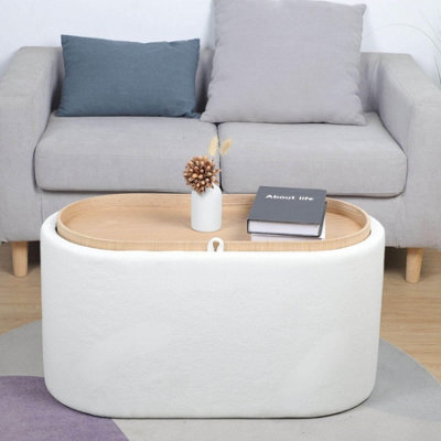 Home Source Merida White Storage Ottoman With Reversible Tray Top Lid - image 1