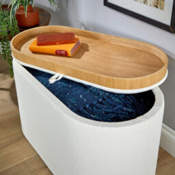 Home Source Merida White Storage Ottoman With Reversible Tray Top Lid - thumbnail 5