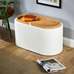 Home Source Merida White Storage Ottoman With Reversible Tray Top Lid - thumbnail 2