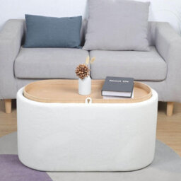 Home Source Merida White Storage Ottoman With Reversible Tray Top Lid - thumbnail 1