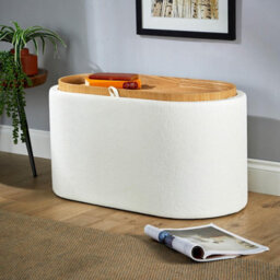Home Source Merida White Storage Ottoman With Reversible Tray Top Lid - thumbnail 4