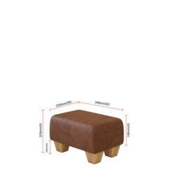 Rust Brown Natural Wood Chunky Legs Italian Leather Small Footstool  Handmade Uk By Footstools Direct - thumbnail 2